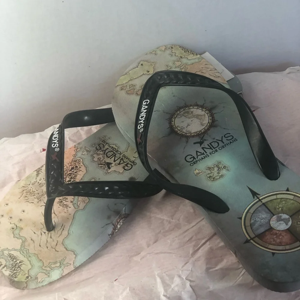 Gandys flip flop in blue map print